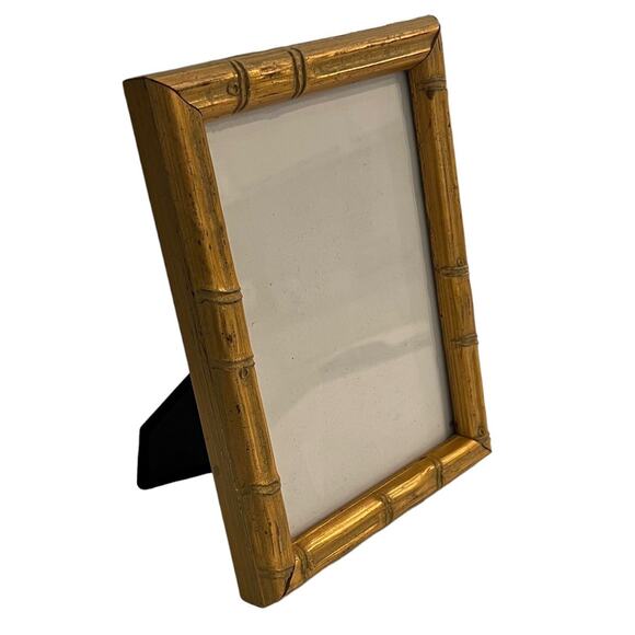 Gold Faux Bamboo Picture Frame 5x7 Hollywood Regency Chinoiserie Decor - Picture 1 of 5